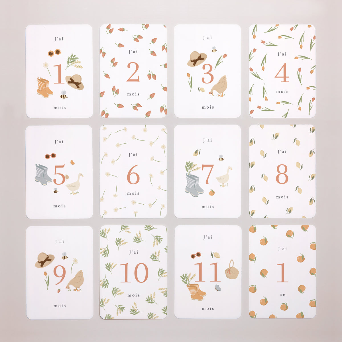 Carte étape bébé Naissance Lot de 12 Bullet journal Printemps photo N° 3