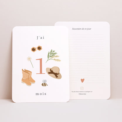 Carte étape bébé Naissance Lot de 12 Bullet journal Printemps photo N° 4