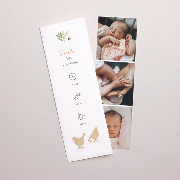 Faire-part Naissance Marque-page photo Bullet journal Printemps photo