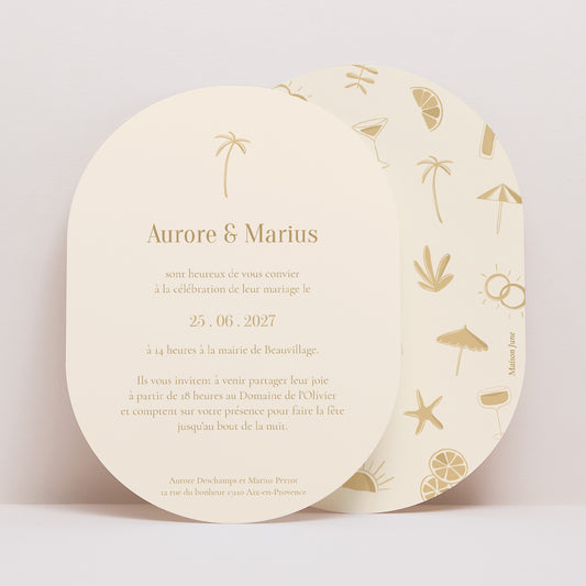 Faire-part Mariage Ovale Sous le sunlight photo