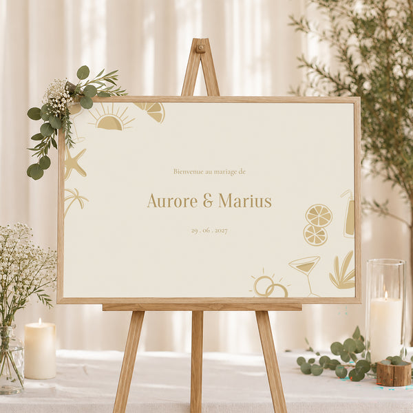 Panneau bienvenue Mariage Paysage 90 x 60 cm Sous le sunlight photo