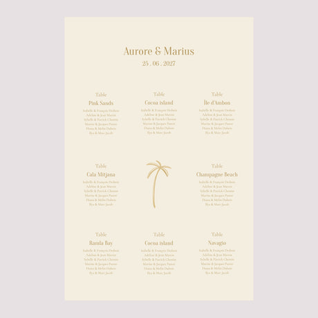 Plan de table Mariage Portrait Sous le sunlight