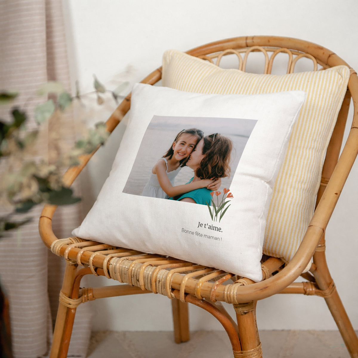 Coussin Objets Beige naturel Tulipes photo N° 2