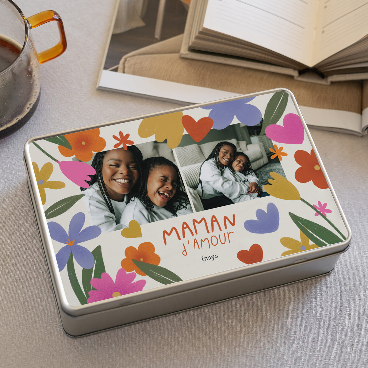 Boite métallique rectangle, garnie de chocolats Maman d'Amour II photo N° 2