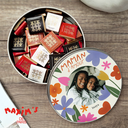 Boite métallique ronde, garnie de chocolats Maman d'Amour II photo N° 1
