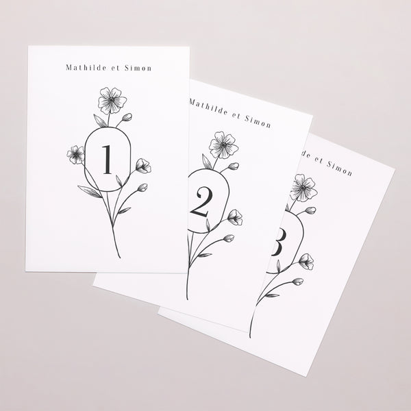 Marque table Mariage Rectangle Encadré fleuri doré photo