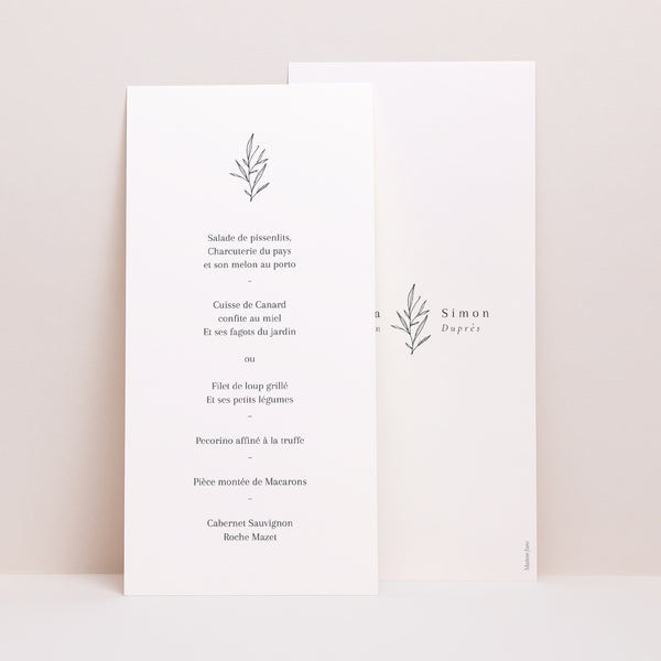 Menu Mariage Panoramique portrait Brin épuré photo