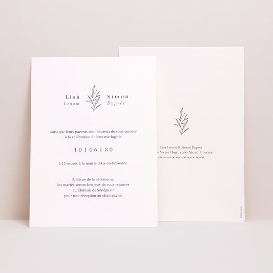 Faire-part Mariage Portrait Brin épuré photo