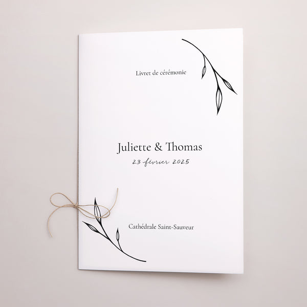 Livret de messe Mariage Double volet Petits Mots Fleuris photo