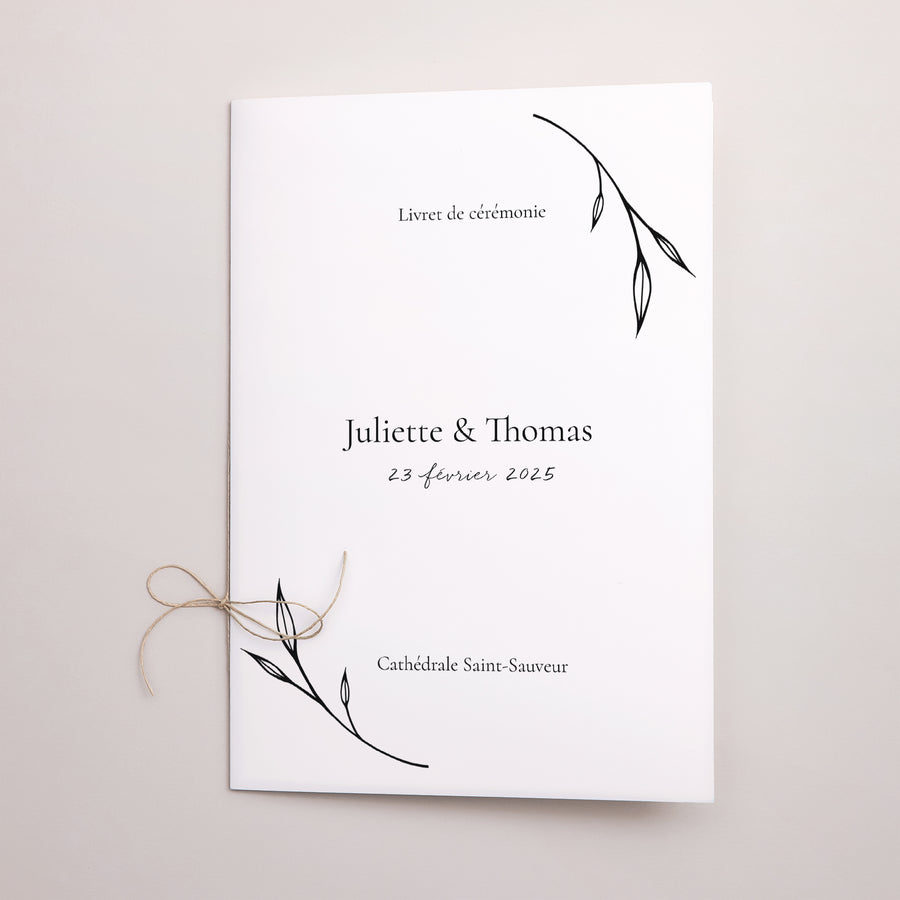 Livret de messe Mariage Double volet Petits Mots Fleuris photo