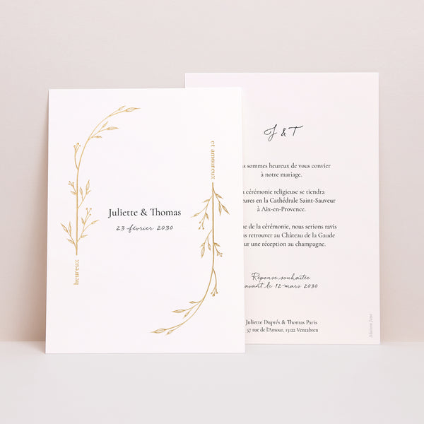 Faire-part Mariage Portrait Petits Mots Fleuris photo