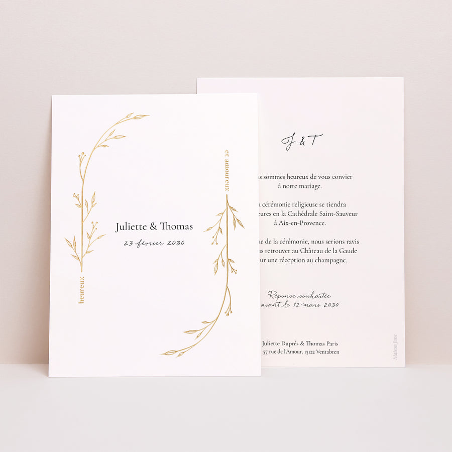 Faire-part Mariage Portrait Petits Mots Fleuris photo