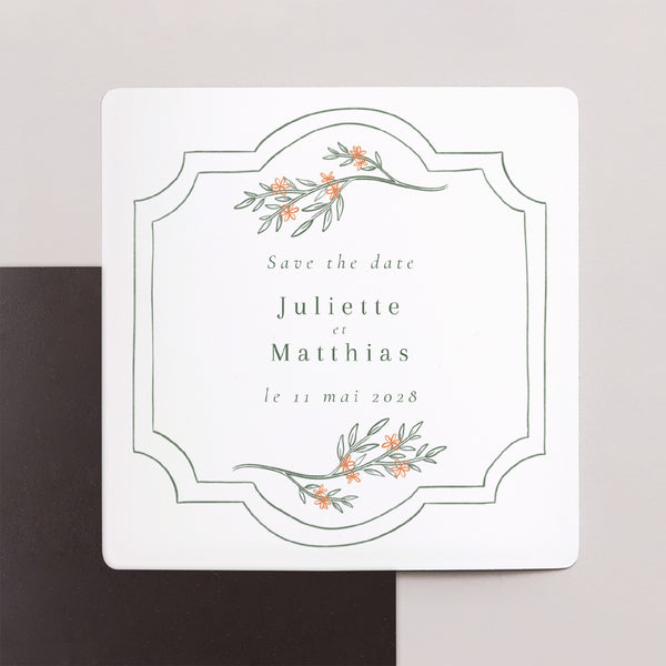 Save the date Mariage Lot de 9, magnétique Encadré végétal II photo