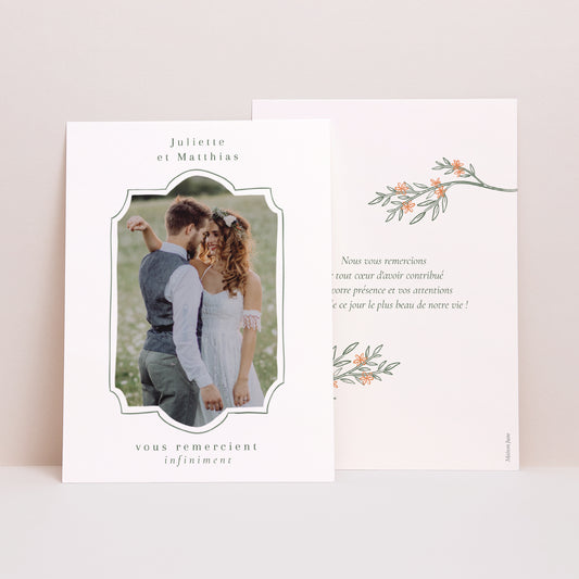 Remerciements Mariage Portrait Encadré végétal II photo