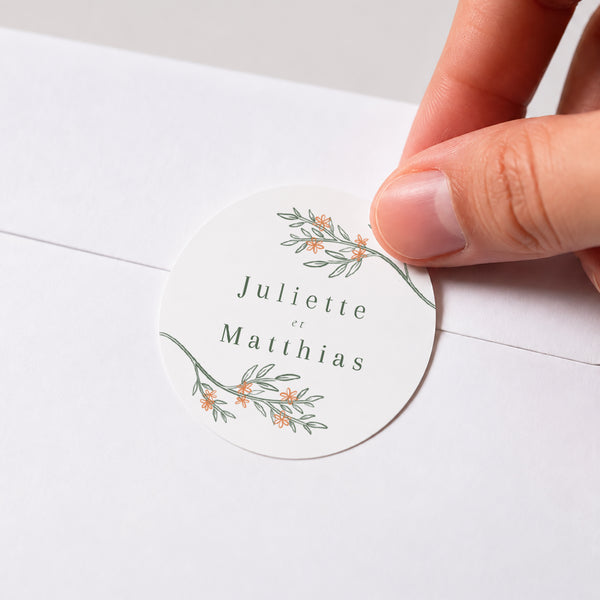 Sticker Mariage Rond Encadré végétal II photo