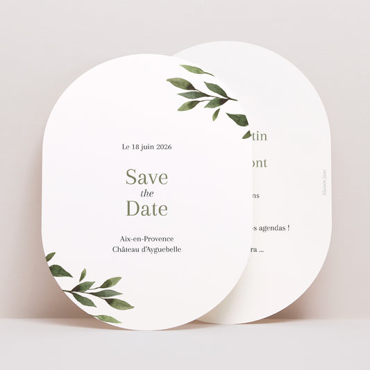 Save the date Mariage Ovale Ondulation végétale photo