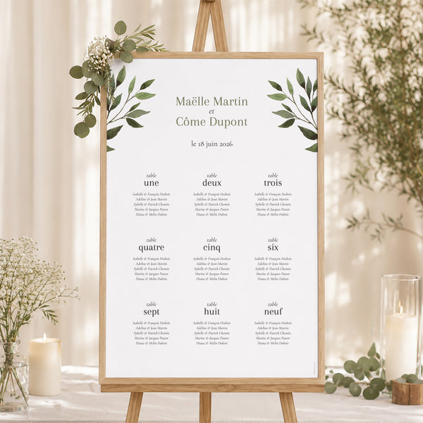 Plan de table Mariage Portrait Ondulation végétale photo