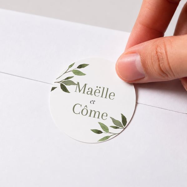 Sticker Mariage Rond Ondulation végétale photo