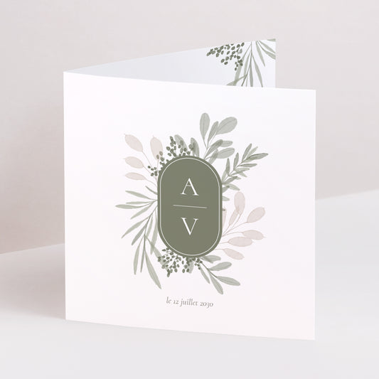 Faire-part Mariage Carré double volet Gélule Végétale photo