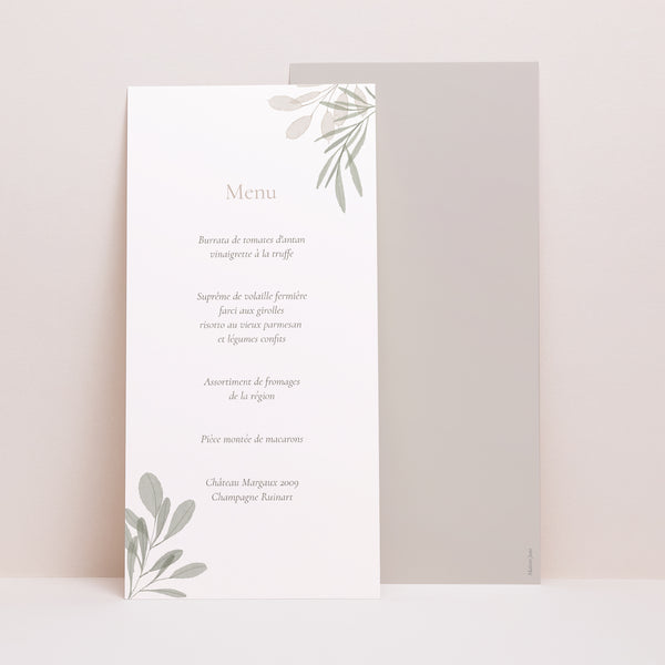 Menu Mariage Panoramique portrait Gélule Végétale photo