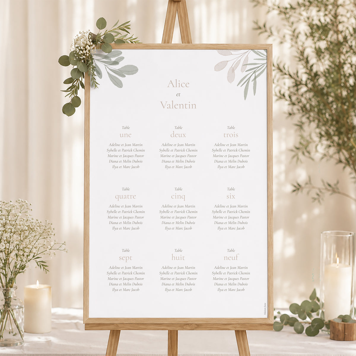 Plan de table Mariage Portrait Gélule Végétale photo N° 1