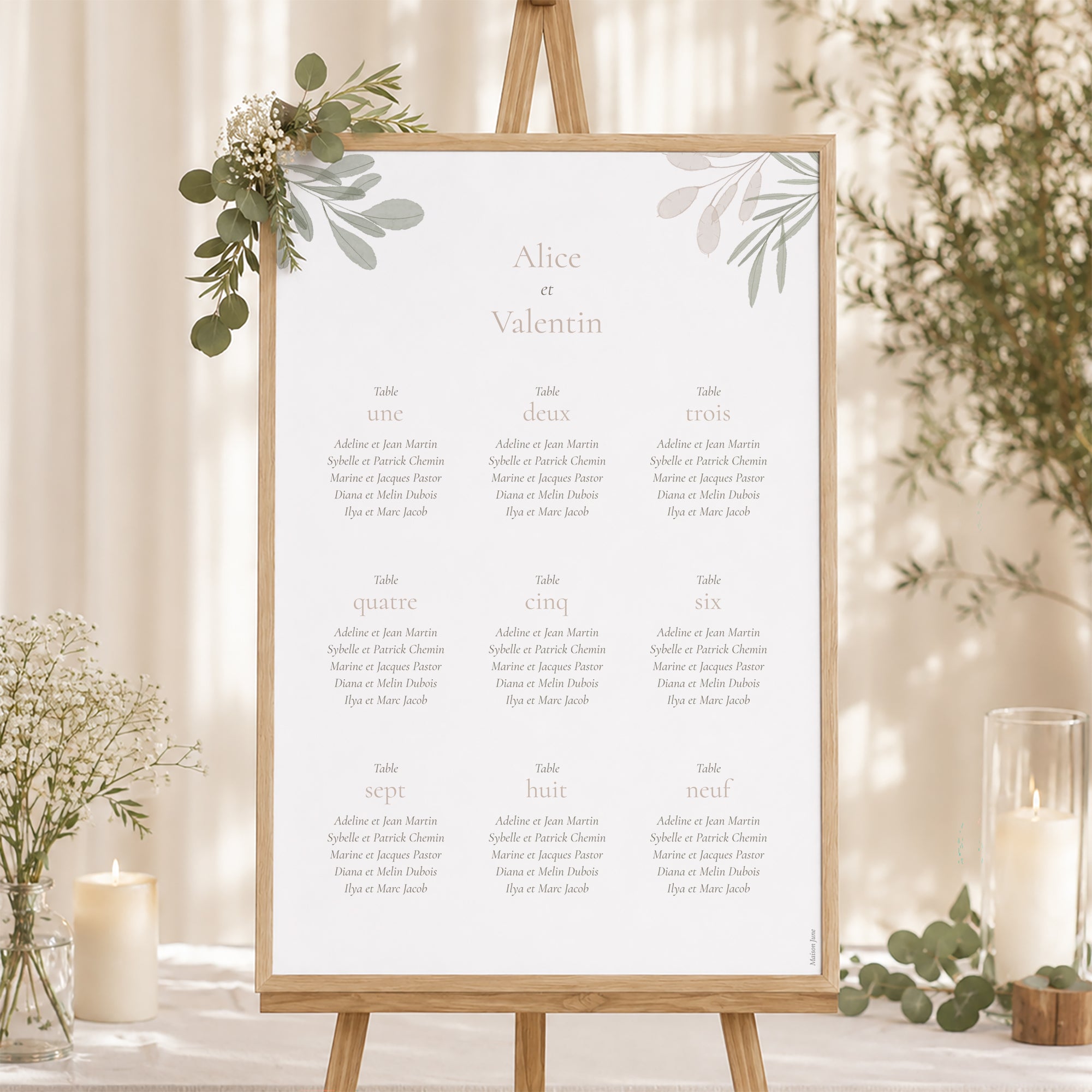 Plan de table Mariage Portrait Gélule Végétale photo N° 1