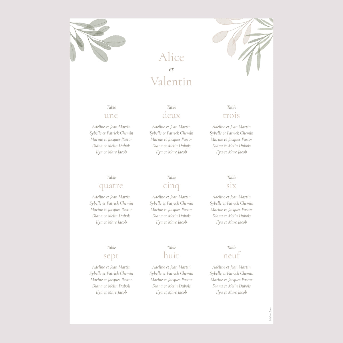 Plan de table Mariage Portrait Gélule Végétale photo N° 2