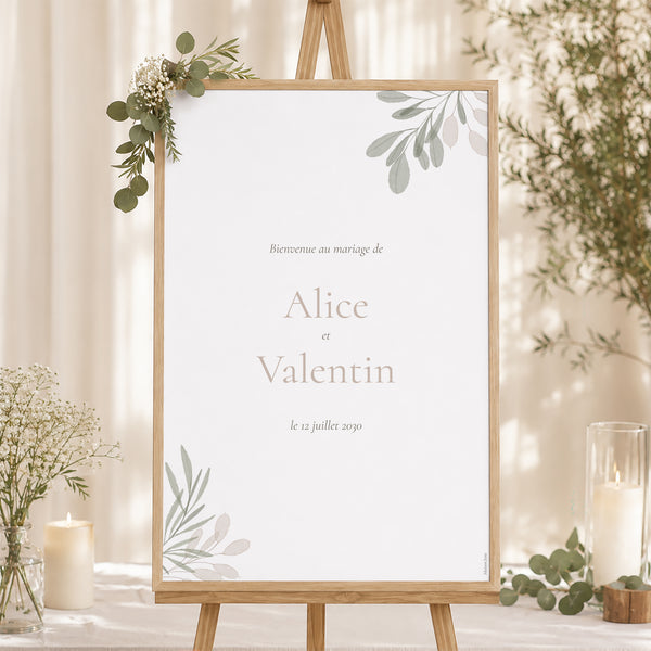 Panneau bienvenue Mariage Portrait 60 x 90 cm Gélule Végétale photo