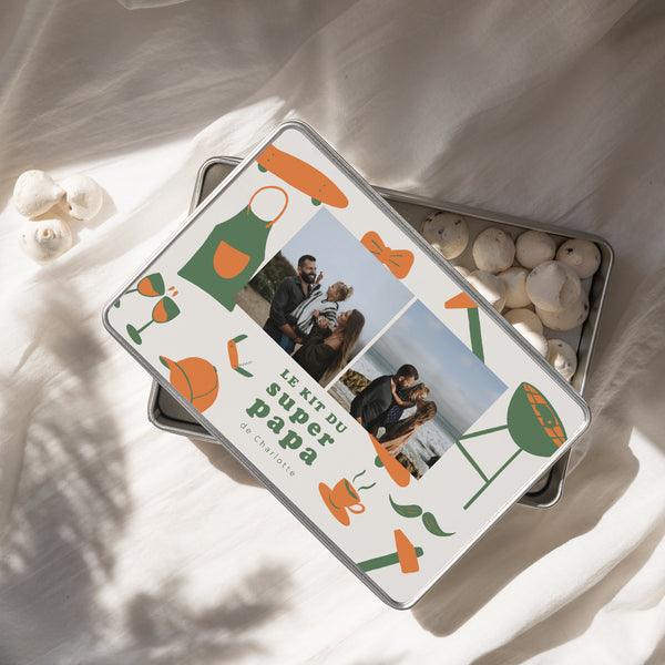 Boite métallique Objets Rectangle Kit du super papa photo
