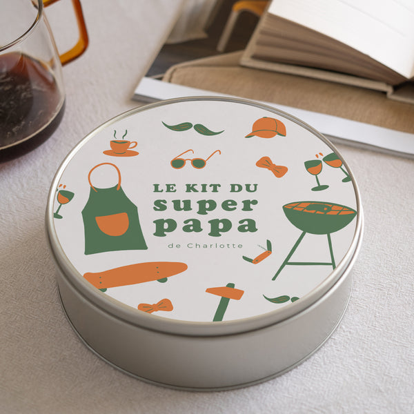 Boite métallique Objets Ronde Kit du super papa photo