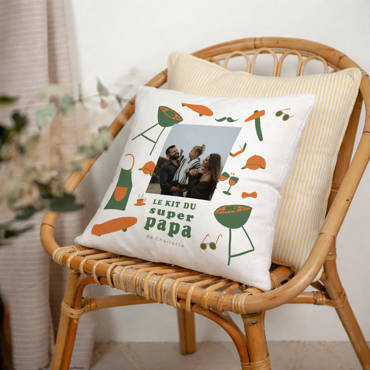 Coussin Objets Beige naturel Kit du super papa photo N° 2