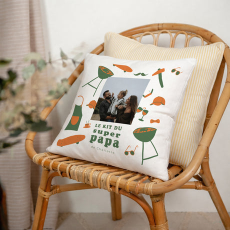 Coussin Objets Beige naturel Kit du super papa