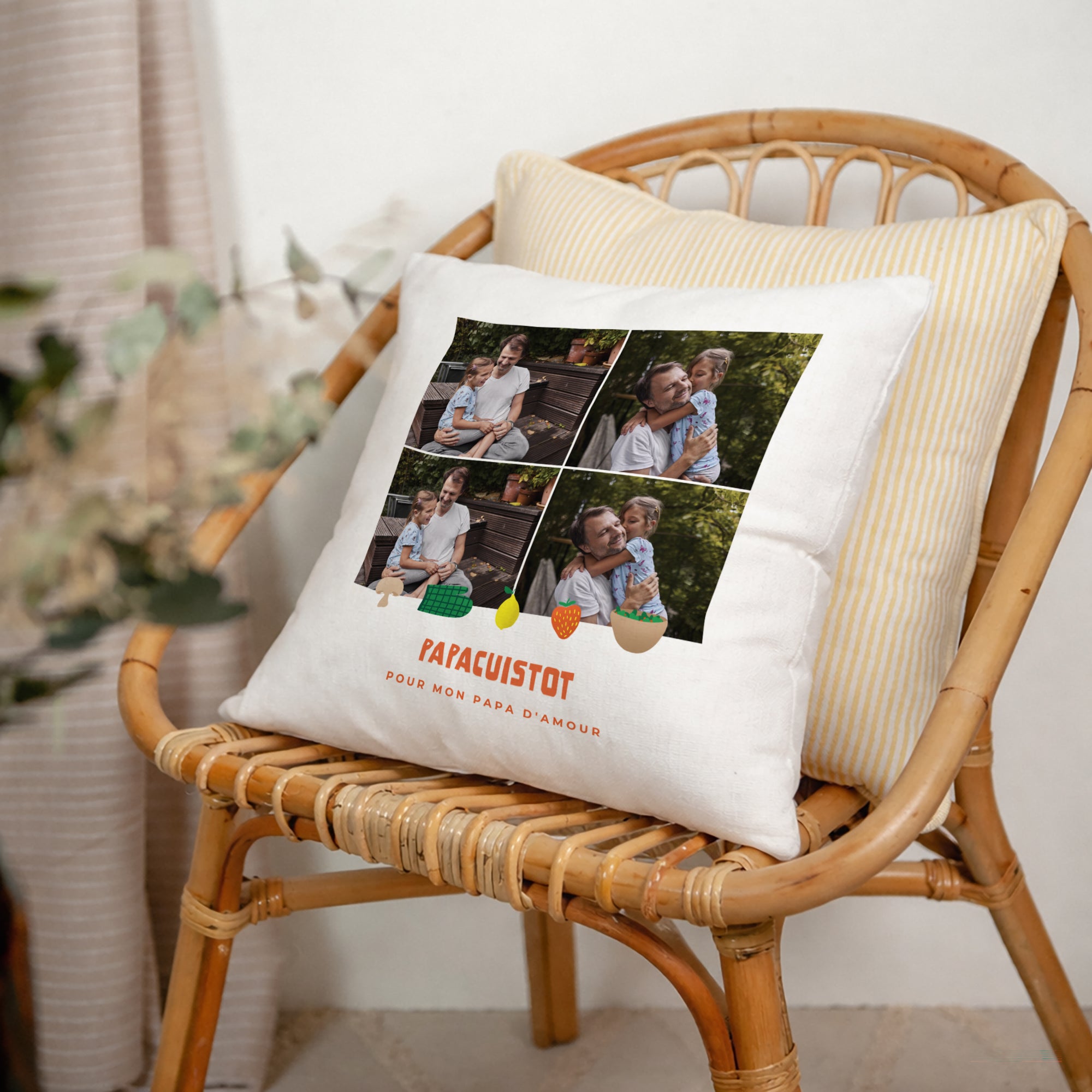 Coussin Objets Beige naturel Papa cuistot photo N° 2