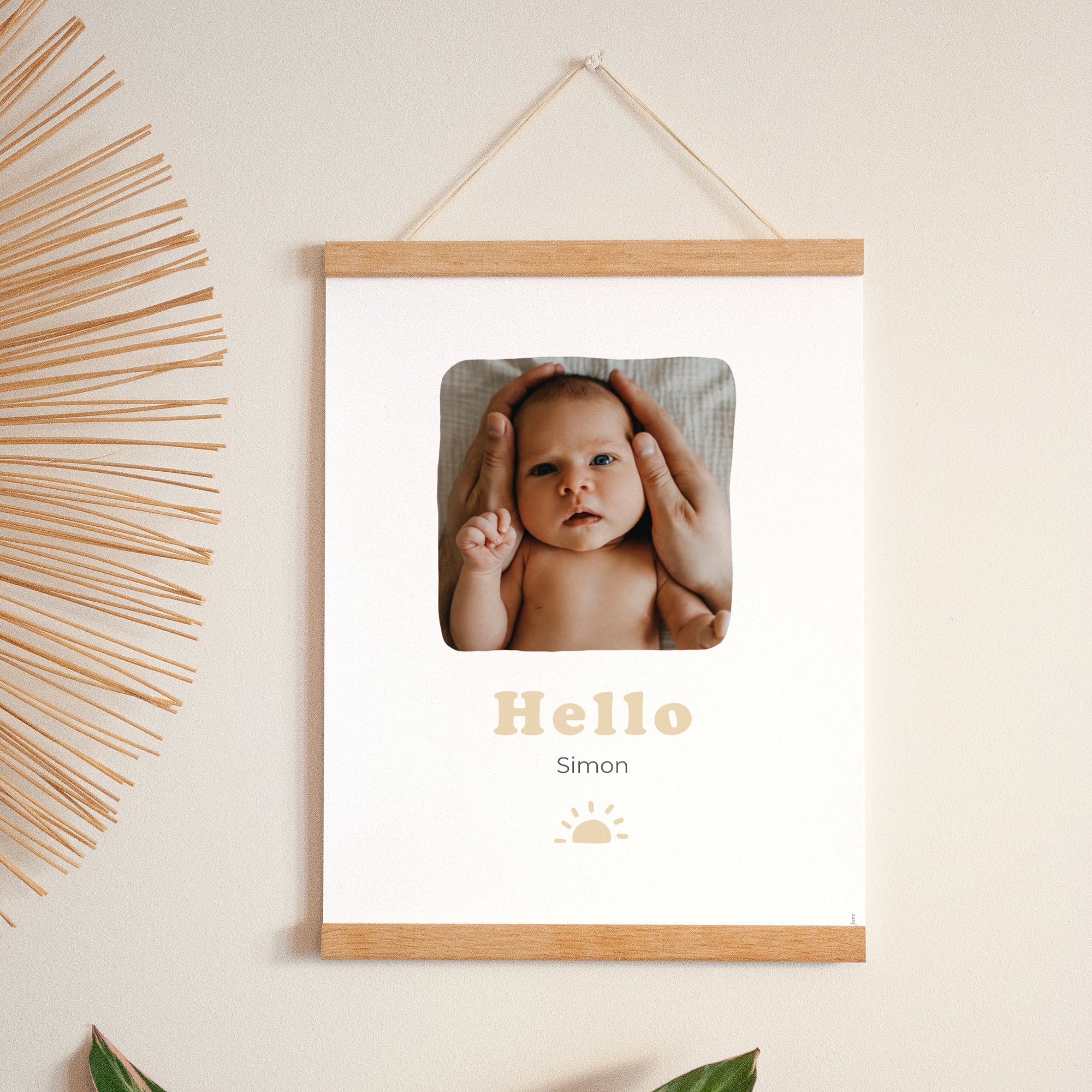 Affiche Naissance Portrait 30 x 40 cm Motif soleil dorure photo N° 1
