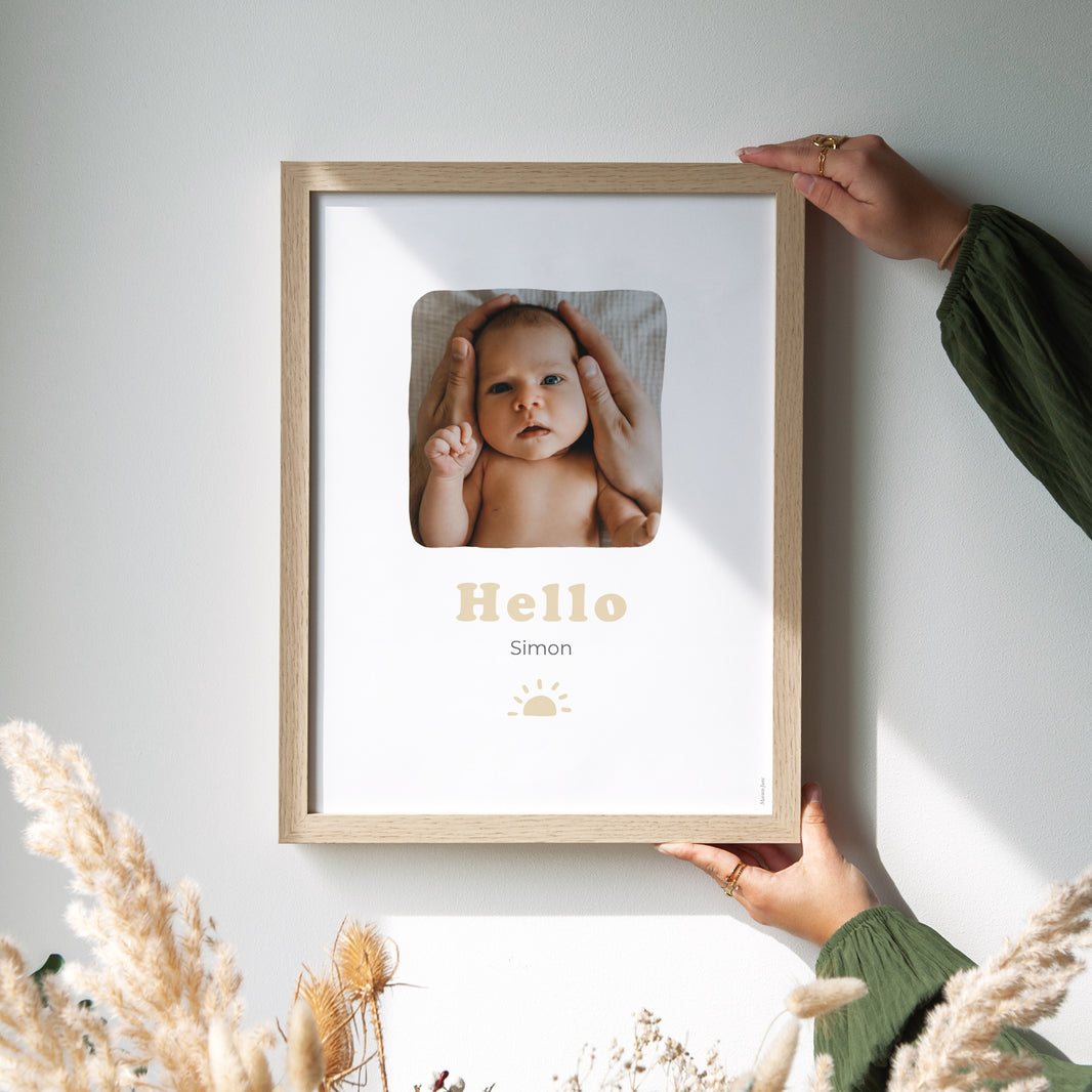 Affiche Naissance Portrait Motif soleil dorure photo N° 2