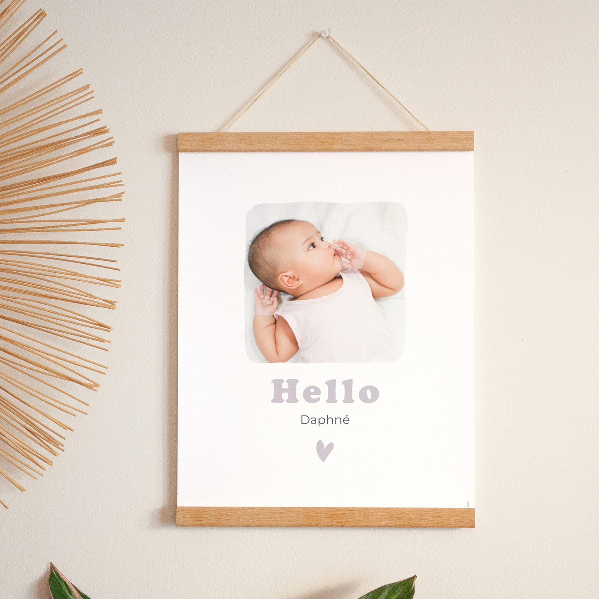 Affiche Naissance Portrait 30 x 40 cm Motif cœur dorure photo N° 1