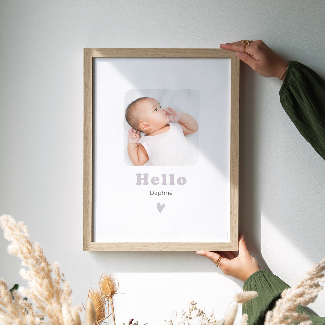 Affiche Naissance Portrait Motif coeur dorure photo N° 2