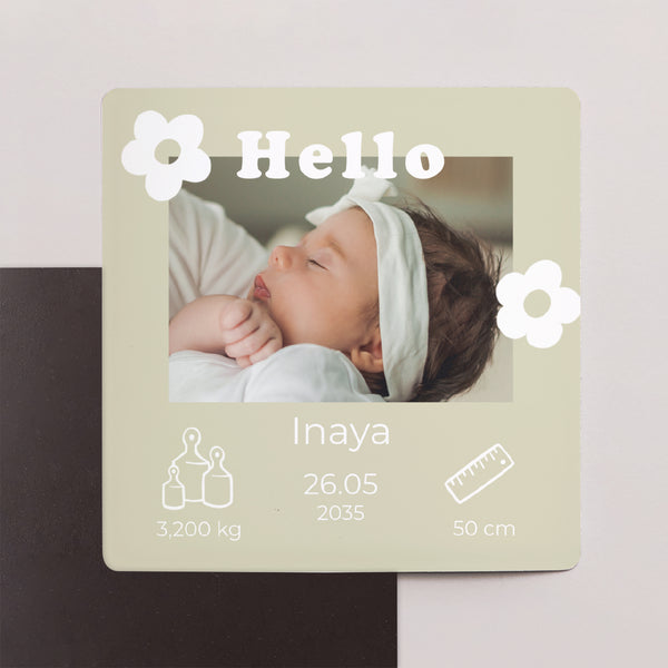 Faire-part Naissance Lot de 9, magnétique Motif fleur dorure photo