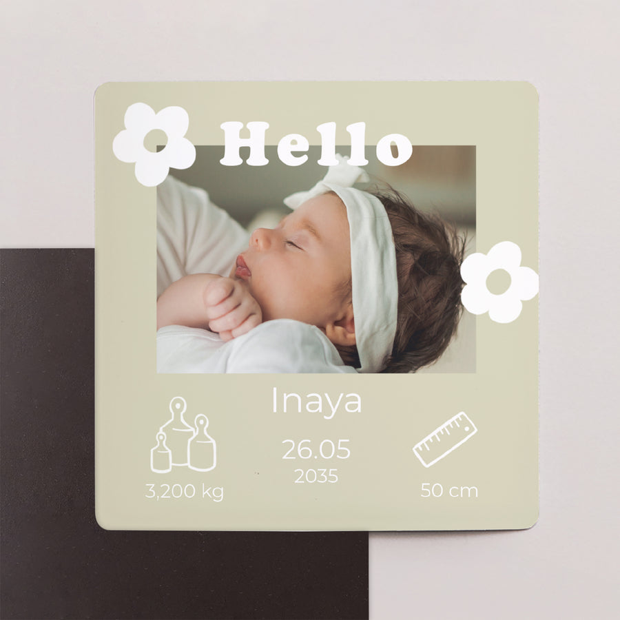 Faire-part Naissance Lot de 9, magnétique Motif fleur dorure photo