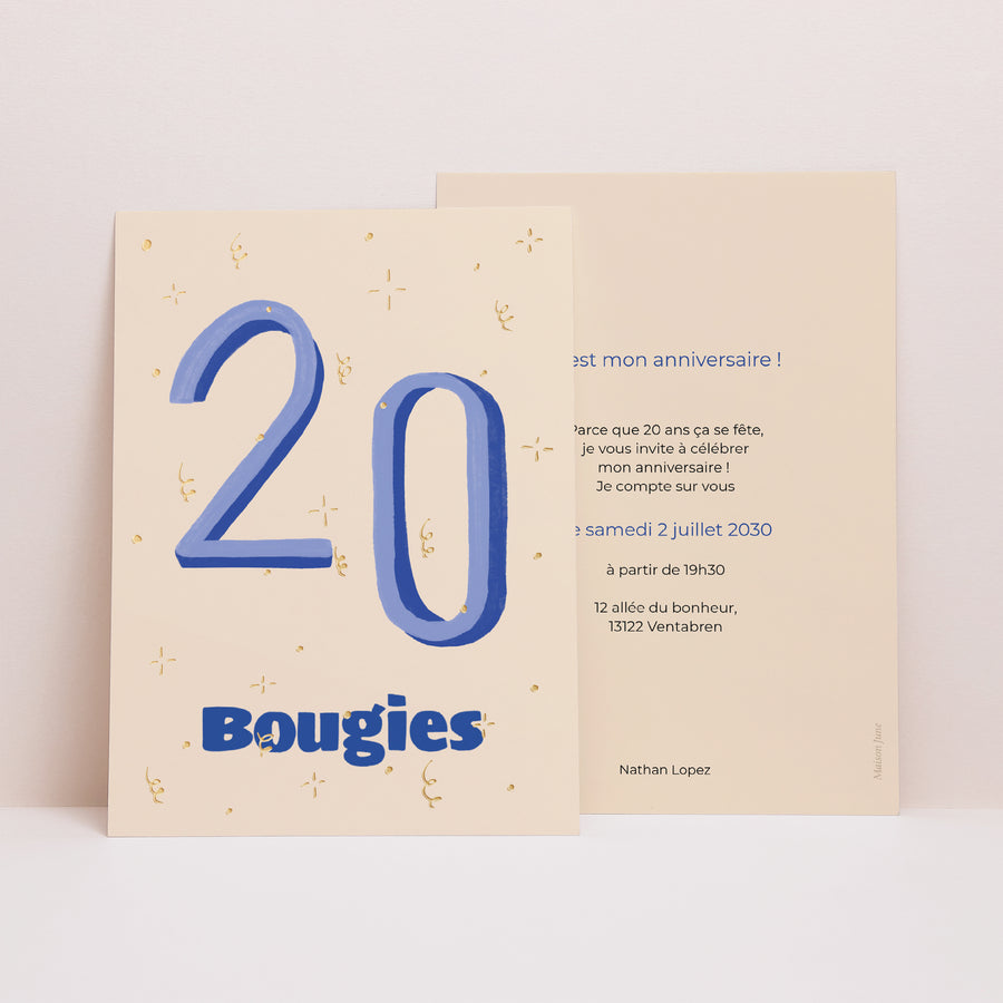 Invitations Anniversaire Adulte Portrait POP bleu photo