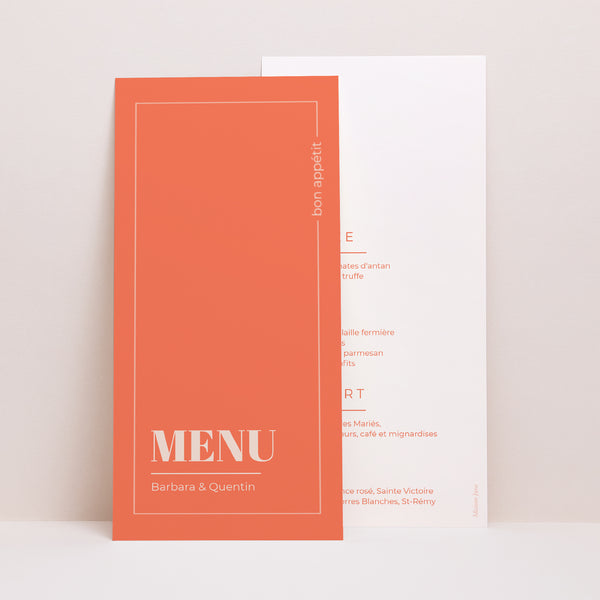 Menu Mariage Panoramique portrait Pop & love photo