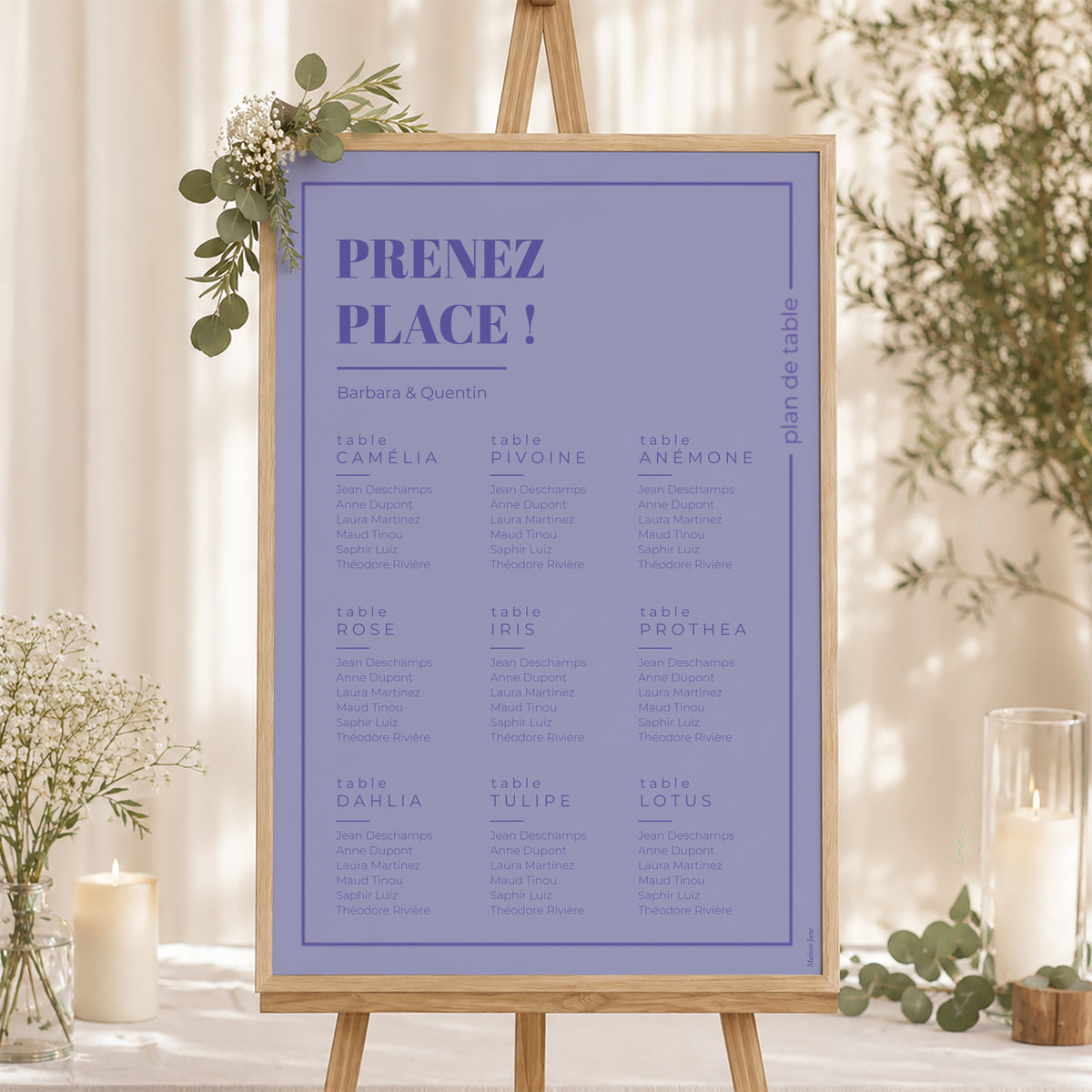 Plan de table Mariage Portrait 60 x 90 cm Pop & love photo N° 1