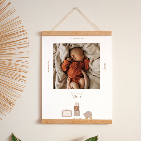 Affiche Naissance Portrait 30 x 40 cm Les jouets de bébé photo