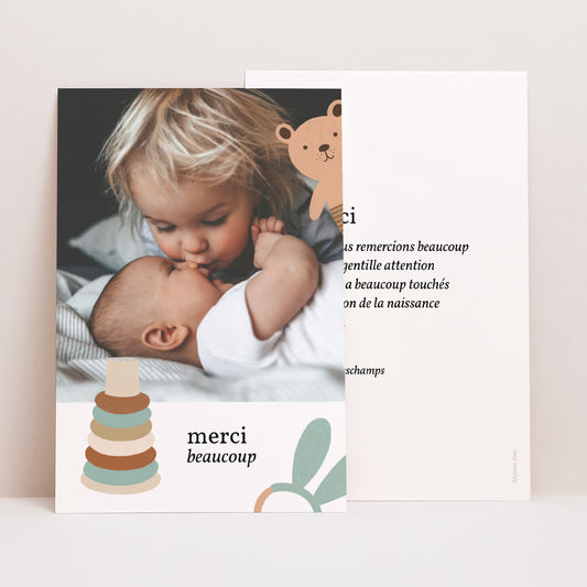 Remerciements Naissance Portrait Doudous et Hochets photo