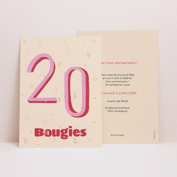 Invitations Anniversaire Adulte Portrait Pop rose photo