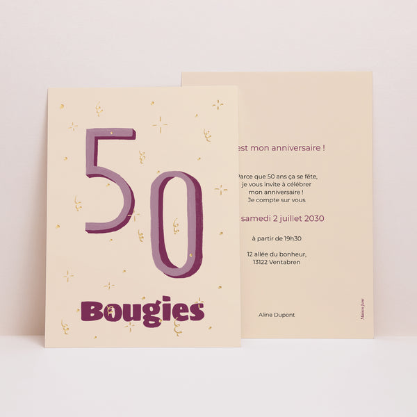 Invitations Anniversaire Adulte Portrait Pop 50 photo