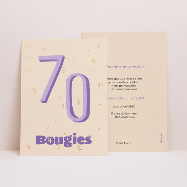 Invitations Anniversaire Adulte Portrait Pop 70 photo