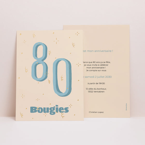 Invitations Anniversaire Adulte Portrait Pop 80 photo