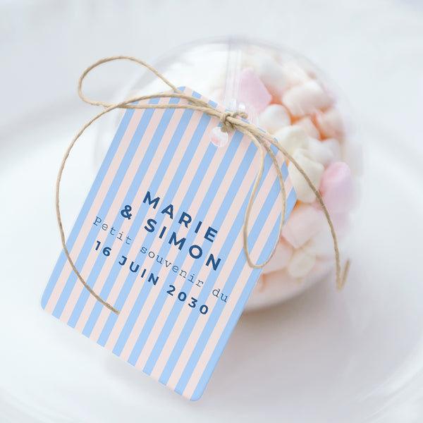Boîte à dragées Mariage boule avec étiquette fanion L'Amour à la Plage photo