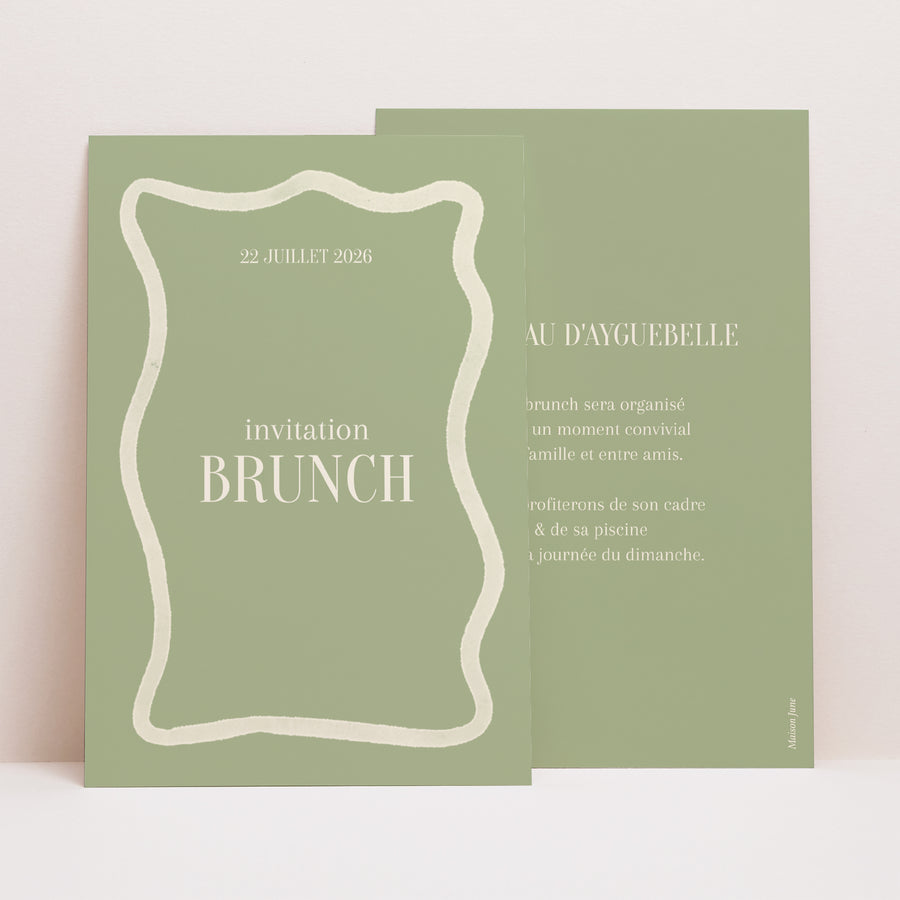 Invitations Mariage Portrait Vagues vertes photo